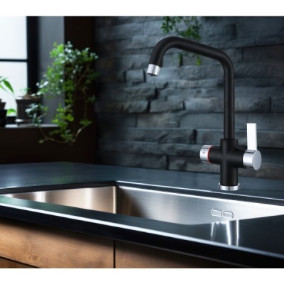 Alpina 4 in 1 Instant Hot Water Tap - Black/Chrome